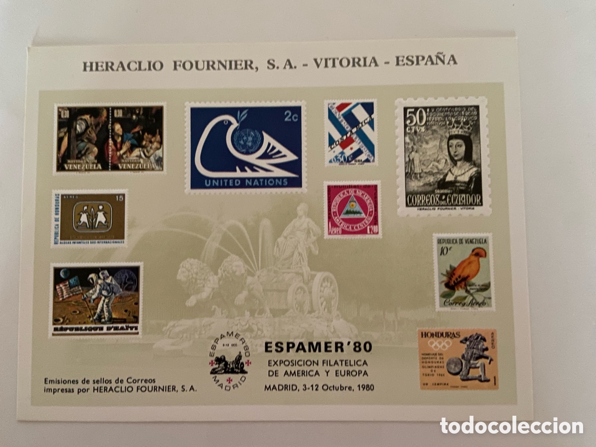 Sellos: JUEGO TARJETAS RECUERDO ESPAMER 80 y ESPA&Ntilde;A 84. EMISIONES IMPRESAS POR HERACLIO FOURNIER