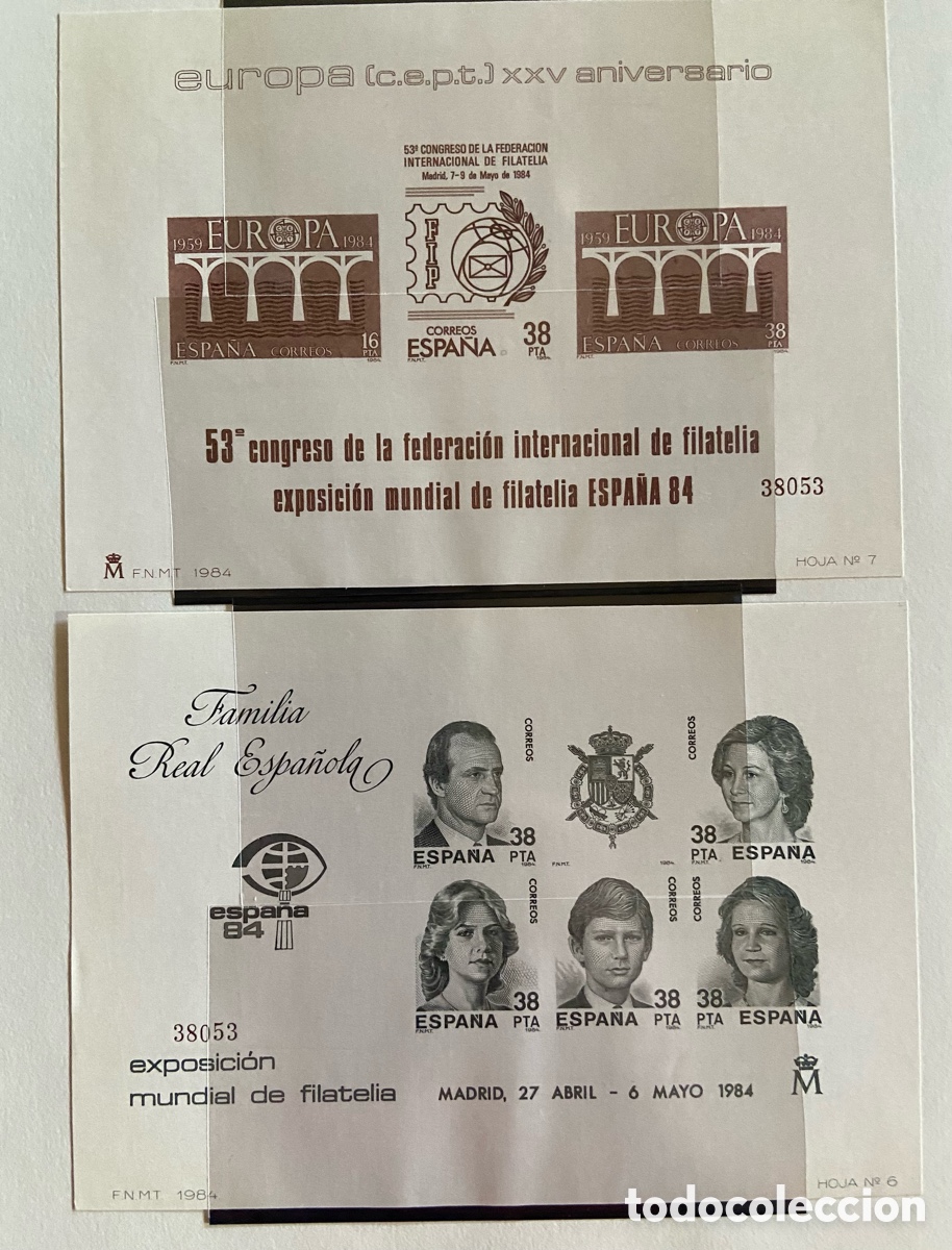 Sellos: PRUEBAS DE LUJO EDIFIL N&ordm; 6/7 MISMA NUMERACION - ESPA&Ntilde;A &acute;84 - FAMILIA REAL