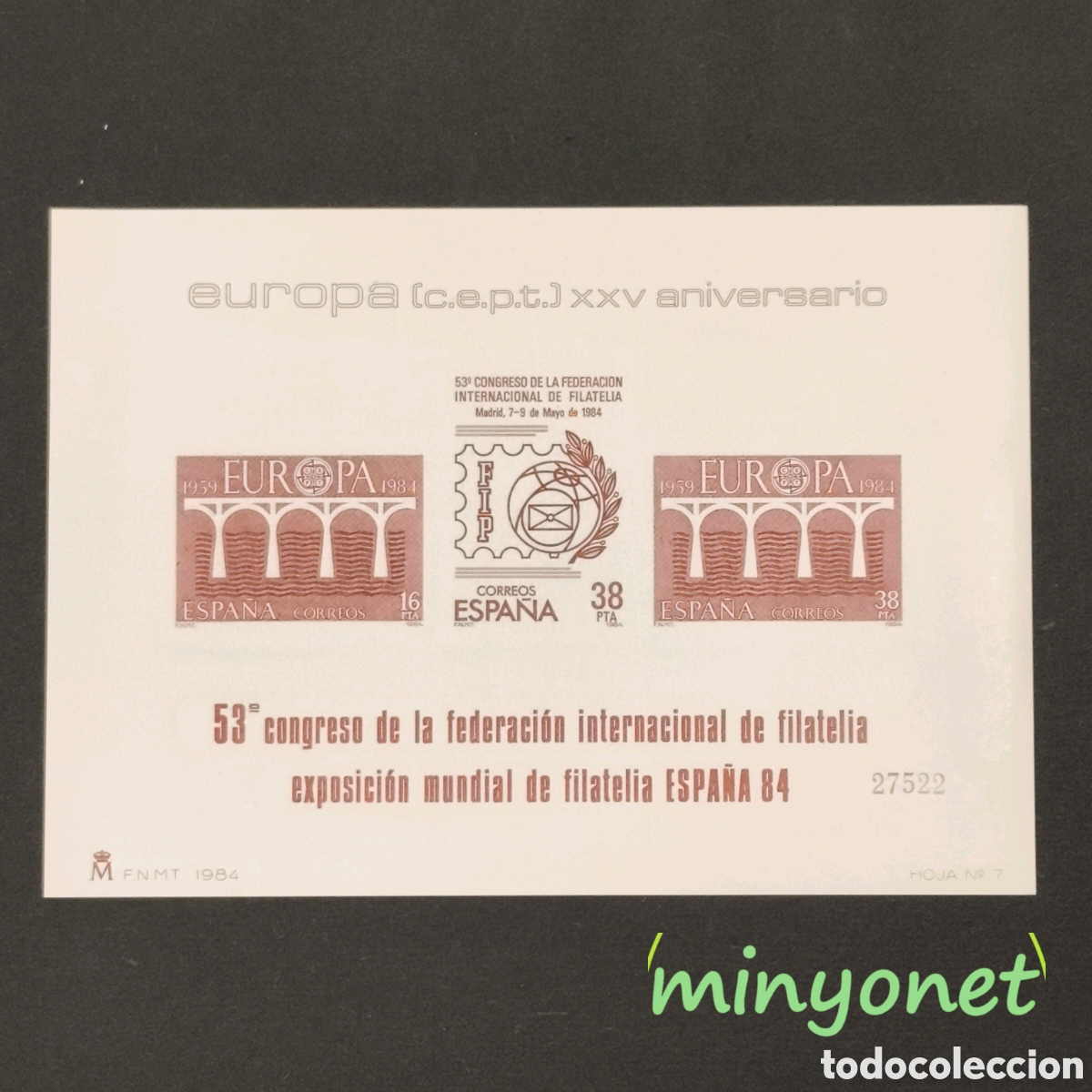 Selos: Prueba oficial, 1984, EUROPA CEPT XXV Aniversario, Exposicion Mundial de Filatelia