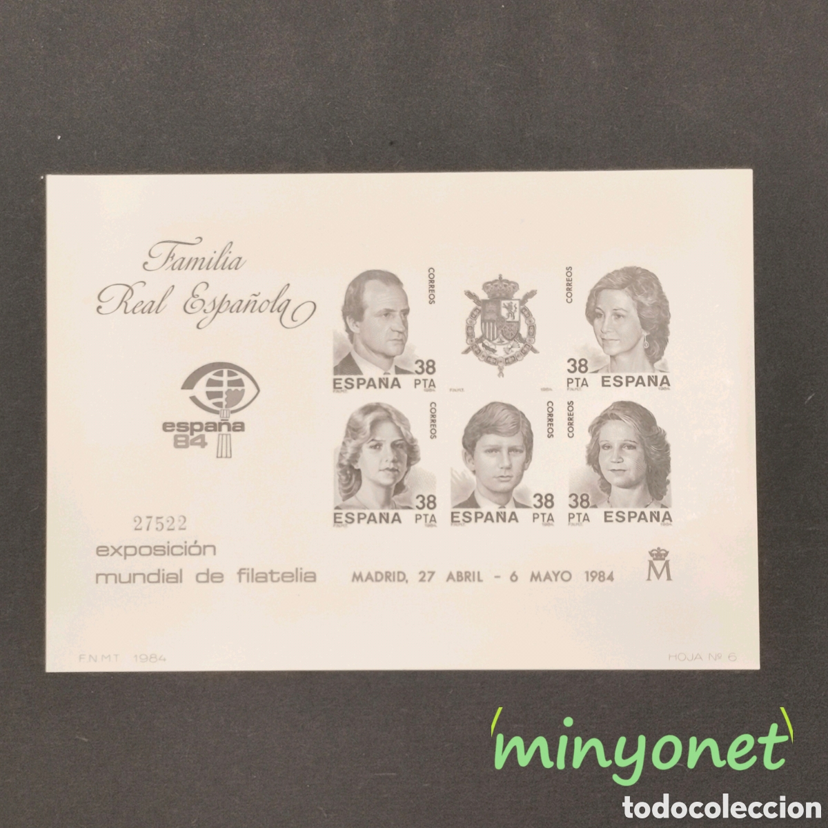 Selos: Prueba oficial, 1984, Familia Real Espa&ntilde;ola, Exposicion Mundial de Filatelia
