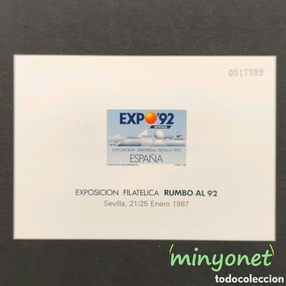 Sellos: Prueba oficial 11 1987 - Expo 92 Exposicion Filat&eacute;lica Rumbo al 92 Sevilla