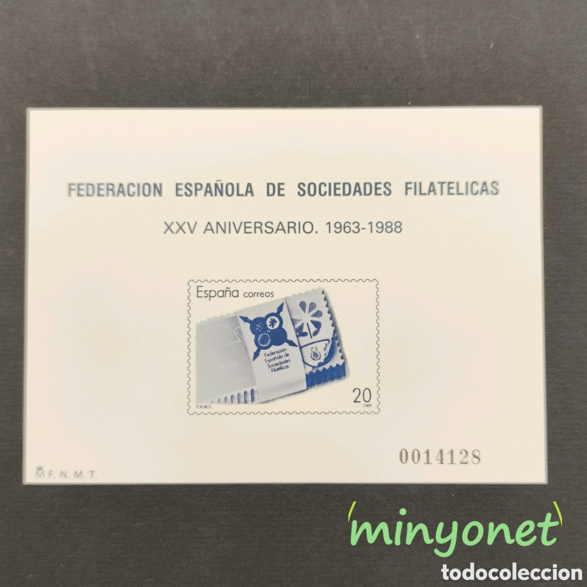 Briefmarken: Prueba oficial 16 de 1988 FEDERACI&Oacute;N ESPA&Ntilde;OLA DE SOCIEDADES FILATELICAS.