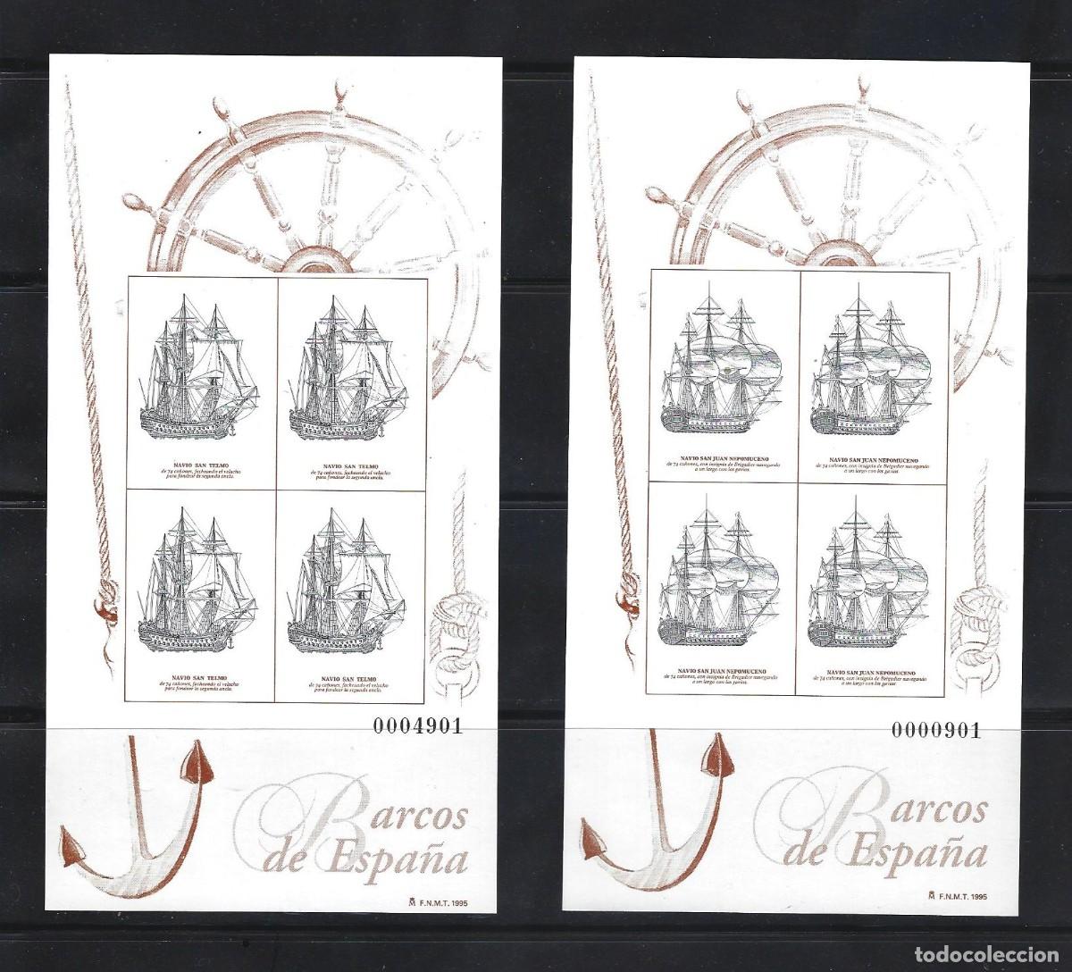 Sellos: ESPA&Ntilde;A 2 CENTENARIO PRUEBA F.N.M.T. 1995 N&ordm; 36A/B BARCOS DE EPOCA