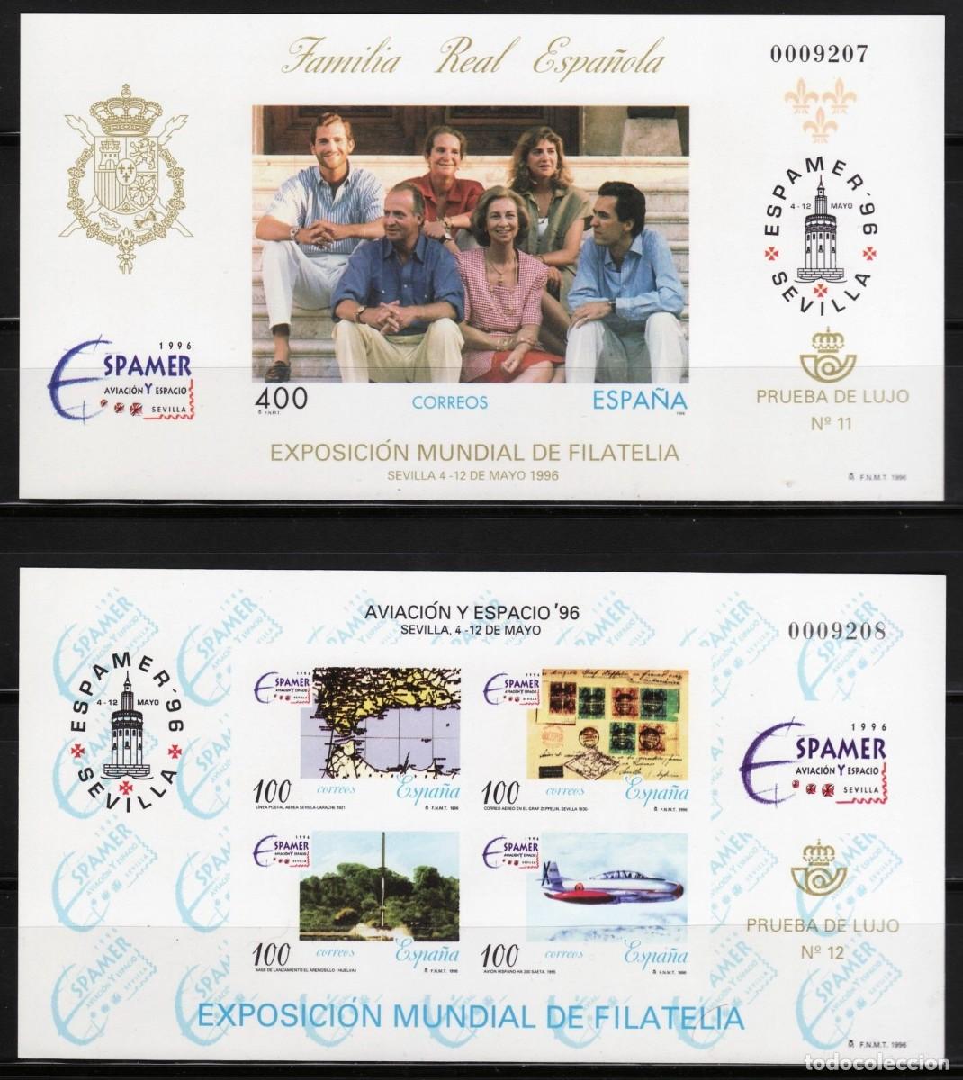 Sellos: ESPA&Ntilde;A 2 CENTENARIO PRUEBA F.N.M.T. 1996 N&ordm; 58/59 ESPAMER FAMILIA REAL ESPA&Ntilde;A