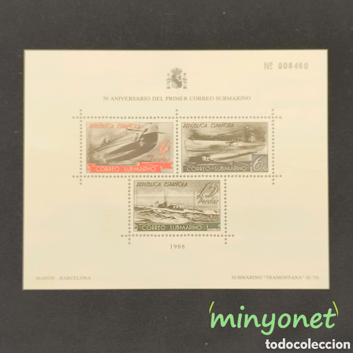 Timbres: 50 aniversario primer correo submarino 1988