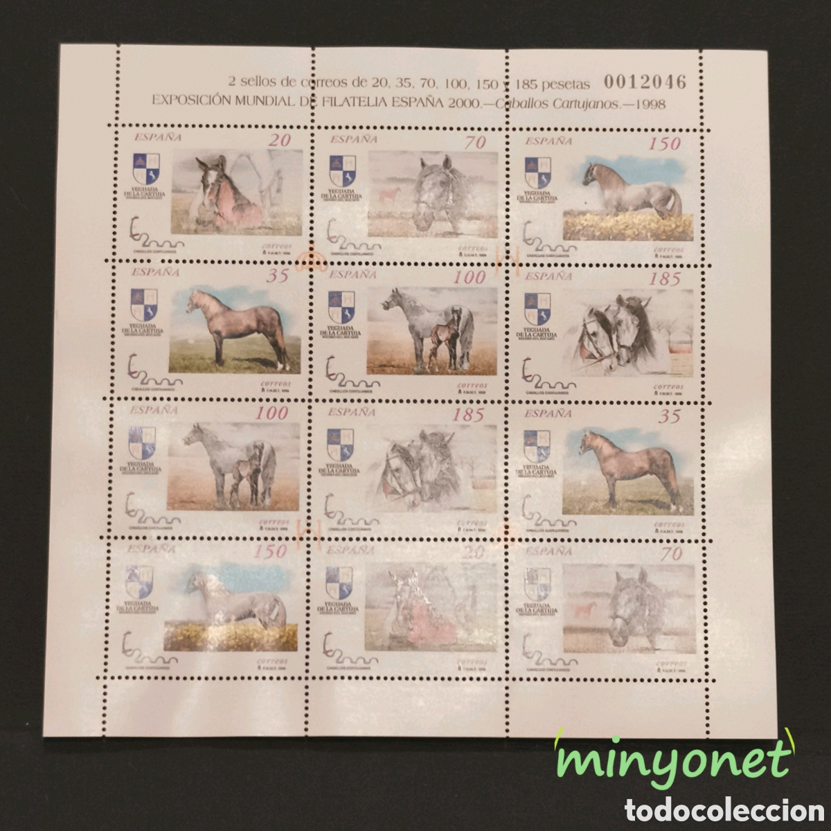 Timbres: Minipliego Caballos Cartujanos 1998 Edifil 3609 - 3613