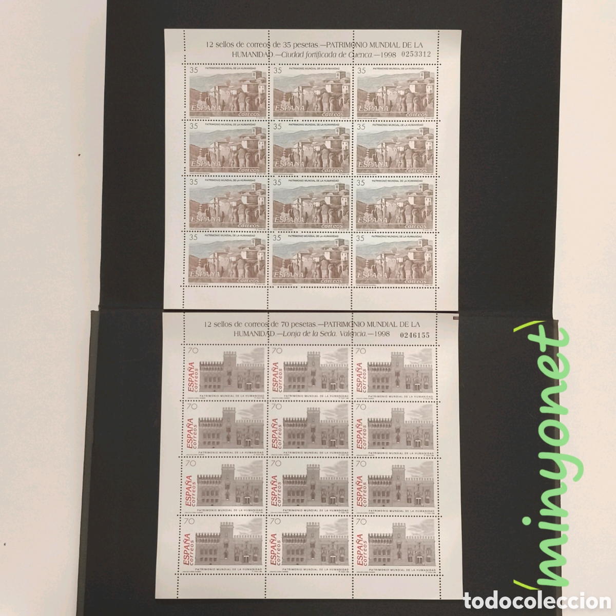 Timbres: 2 minipliegos 60 y 61 12+12 sellos Patrimonio de la humanidad 1998