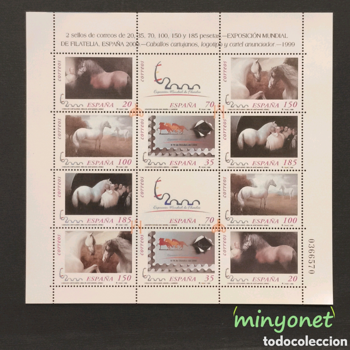 Timbres: Minipliego Caballos Cartujanos 1999 - 3679 - 3684