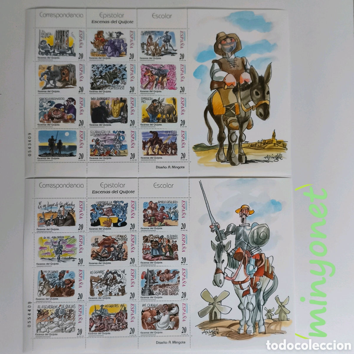 Sellos: Minipliegos 61A y 61B 1998 correspondencia epistolar - Quijote - Mingote