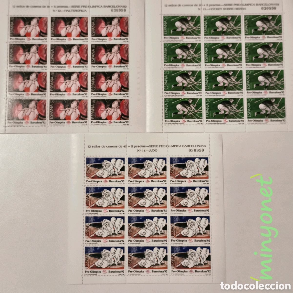 Sellos: 3 minipliegos 10, 11 y 12 de 1990 - 4a. serie pre-ol&iacute;mpica