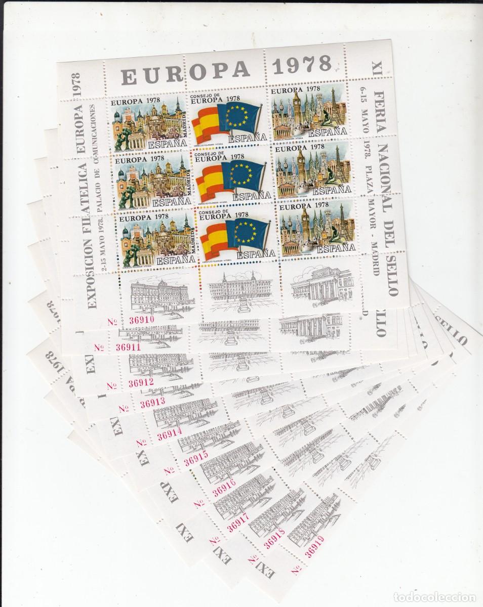 Sellos: LOTE DE 10 HOJITAS RECUERDO DE EUROPA 1978 - N&Uacute;MEROS CONSECUTIVOS
