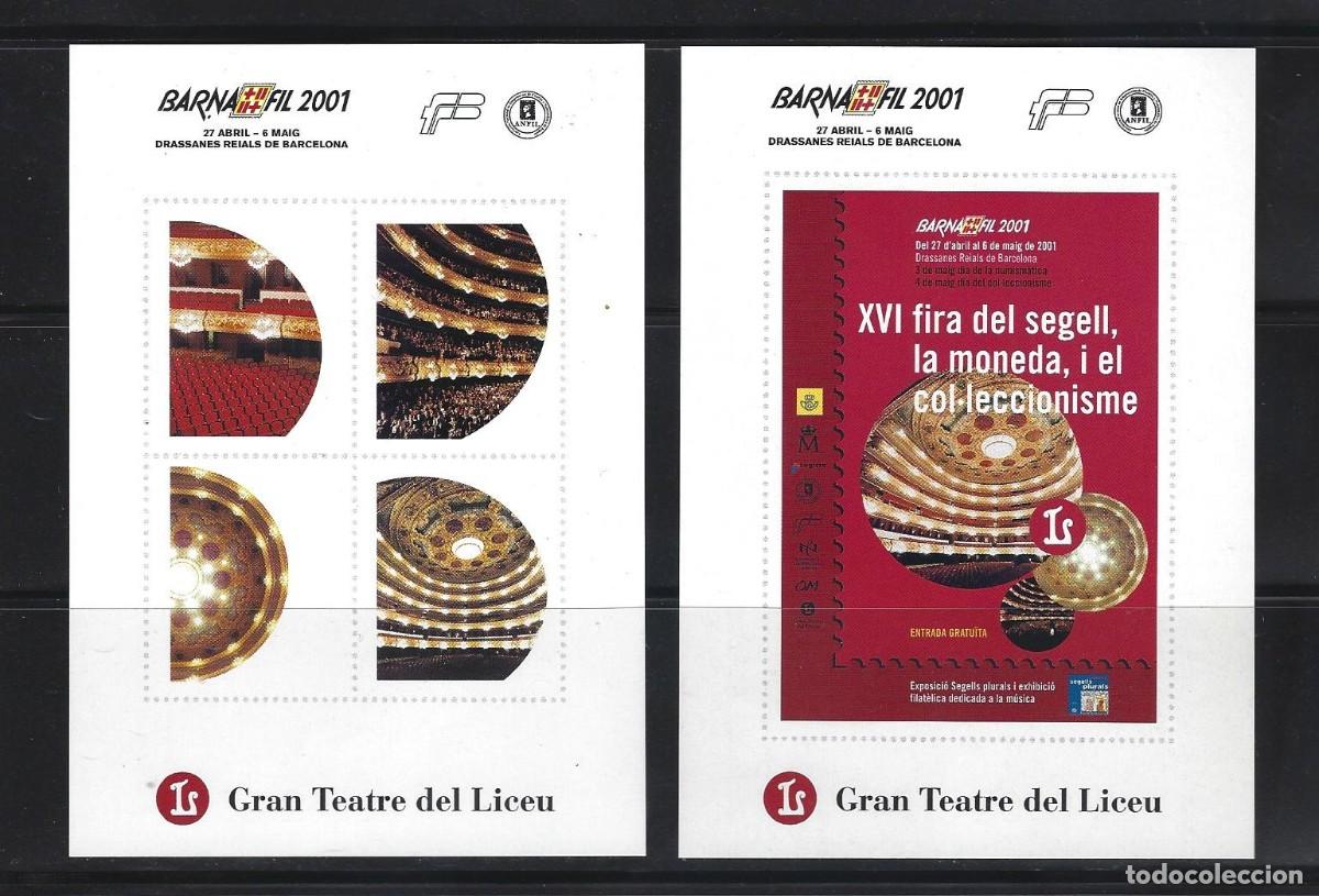 Sellos: ESPA&Ntilde;A 2001 BARNAFIL 2 HOJAS RECUERDO GRAN TEATRE DEL LICEO