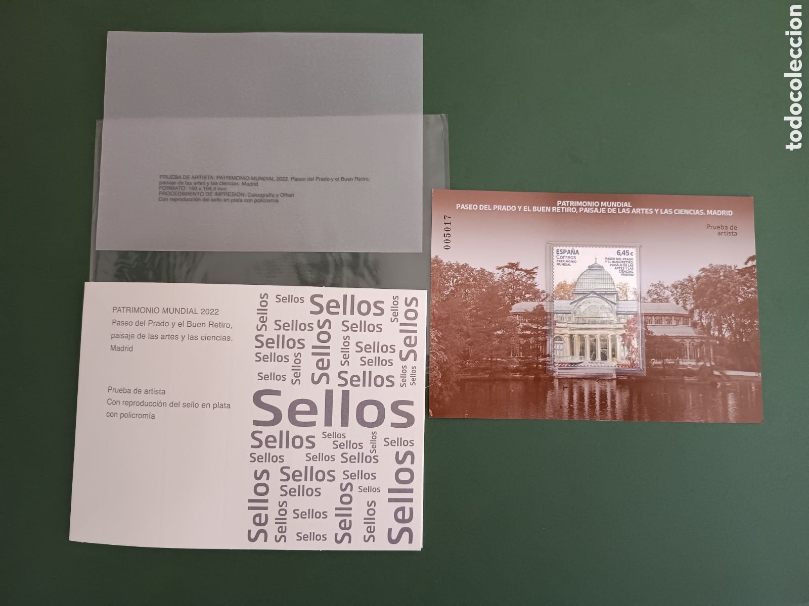 Sellos: PRUEBA ARTISTA EFEMERIDES 2022 PASEO DEL PRADO Y EL BUEN RETIRO, PAISAJE DE LAS ARTES Y LAS CIENCIAS