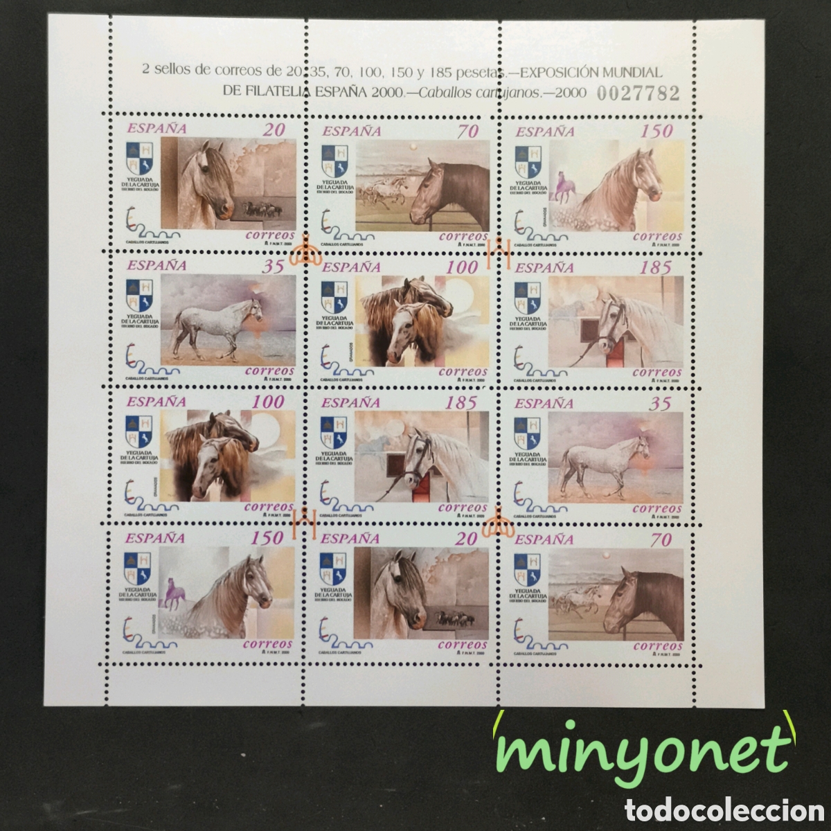 Sellos: Minipliego 69 de 2000 Expo Filat&eacute;lica - Caballos Cartujanos
