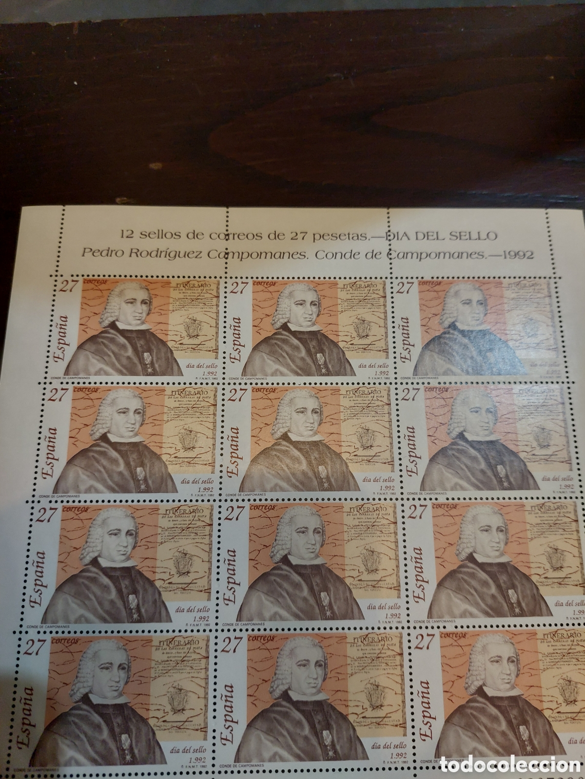 Sellos: 3154 minipliegos 1992 Espa&ntilde;a pedro Rodr&iacute;guez Campomanes conde personaje