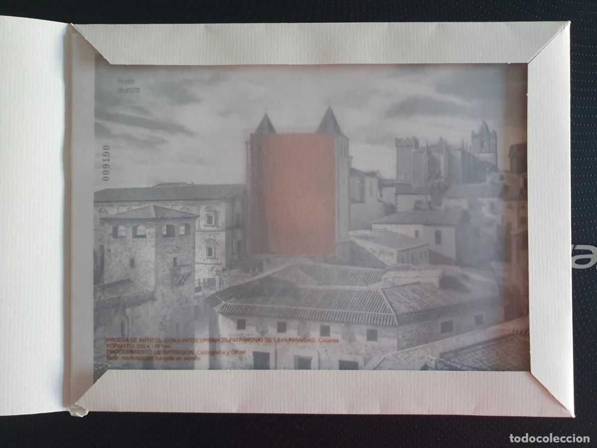 Sellos: PRUEBA OFICIAL / ARTISTA ESPA&Ntilde;A 2021 CACERES PATRIMONIO DE LA HUMANIDAD SELLO BRONCE