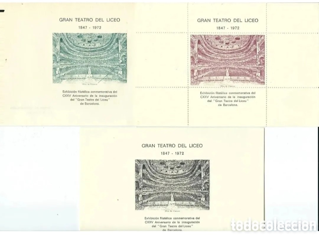 Sellos: ESPA&Ntilde;A 1972 - HOJAS RECUERDO CXXV ANIVERSARIO DEL GRAN TEATRO DEL LICEO DE BARCELONA