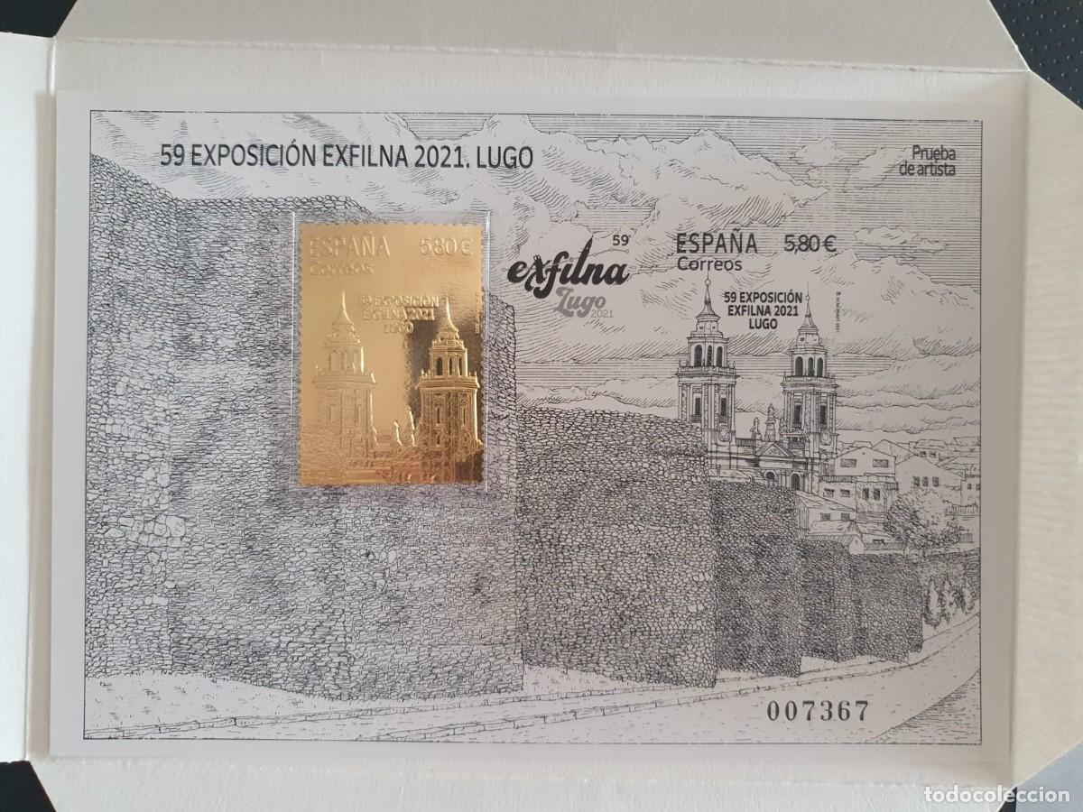 Sellos: EDIFIL 158 PRUEBA OFICIAL / ARTISTA ESPA&Ntilde;A 2021 EXFILNA LUGO SELLO ORO