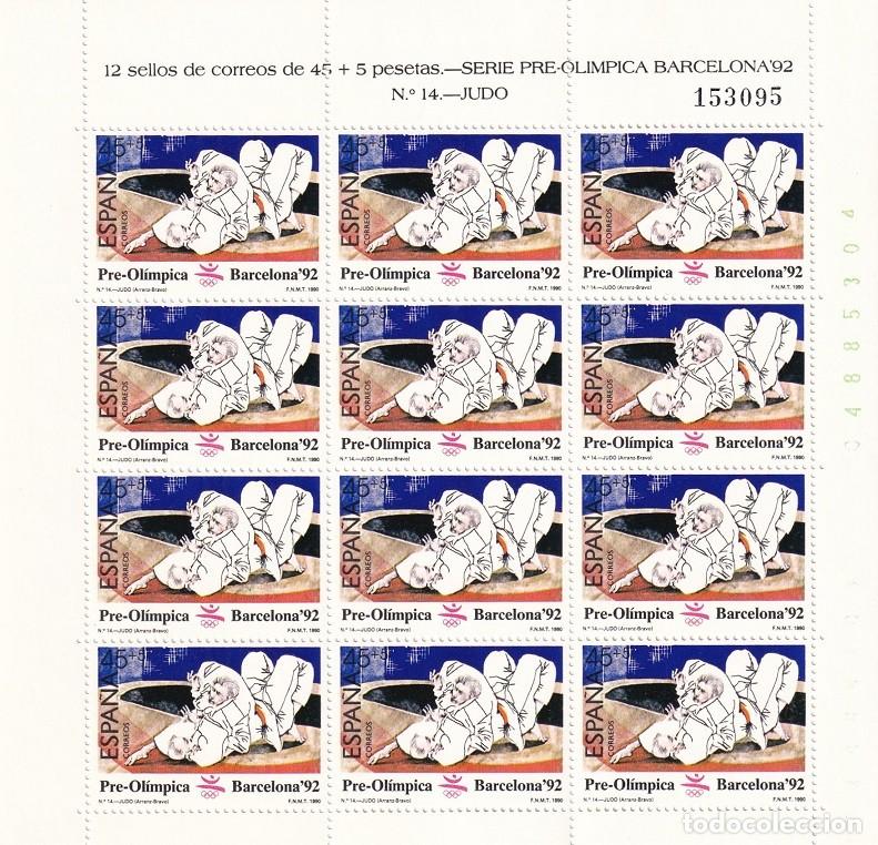 Sellos: Edifil MP 12 - Minipliego completo 12 sellos - Serie pre-ol&iacute;mpica Barcelona 92 - N&ordm; 14 Judo