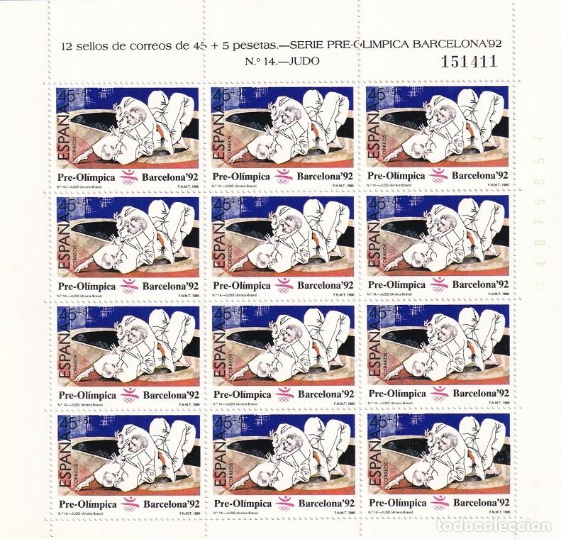 Sellos: Edifil MP 12 - Minipliego completo 12 sellos - Serie pre-ol&iacute;mpica Barcelona 92 - N&ordm; 14 Judo