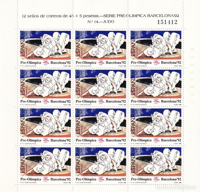Sellos: Edifil MP 12 - Minipliego completo 12 sellos - Serie pre-ol&iacute;mpica Barcelona 92 - N&ordm; 14 Judo