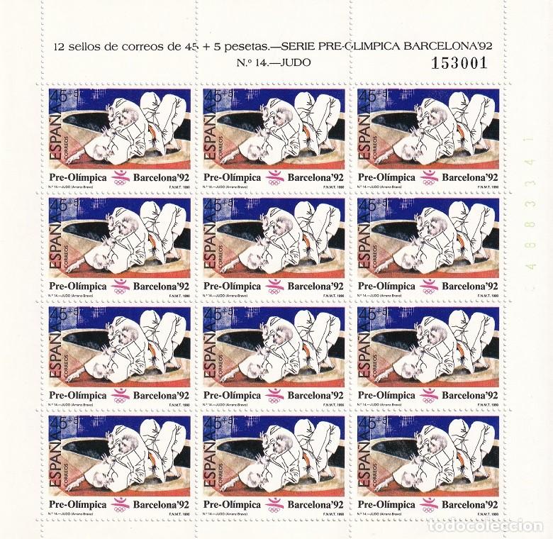 Sellos: Edifil MP 12 - Minipliego completo 12 sellos - Serie pre-ol&iacute;mpica Barcelona 92 - N&ordm; 14 Judo
