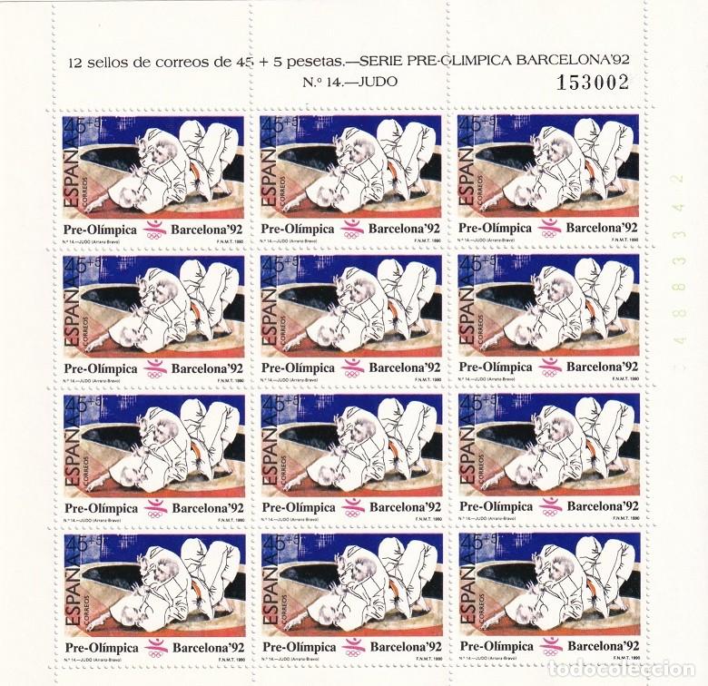Sellos: Edifil MP 12 - Minipliego completo 12 sellos - Serie pre-ol&iacute;mpica Barcelona 92 - N&ordm; 14 Judo