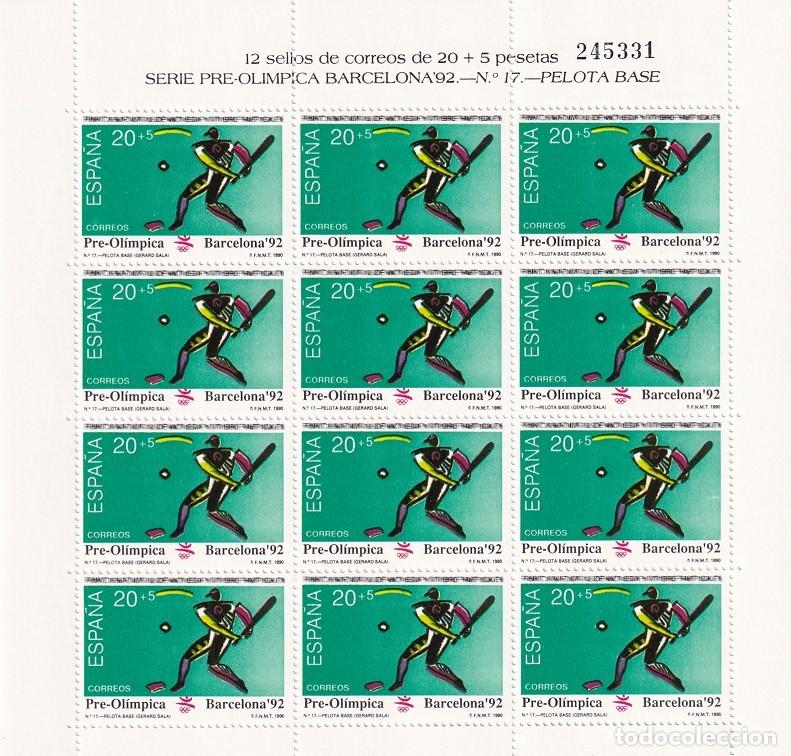 Sellos: Edifil MP 19 - Minipliego completo 12 sellos - Serie pre-ol&iacute;mpica Barcelona 92 - N&ordm; 17 Pelota base