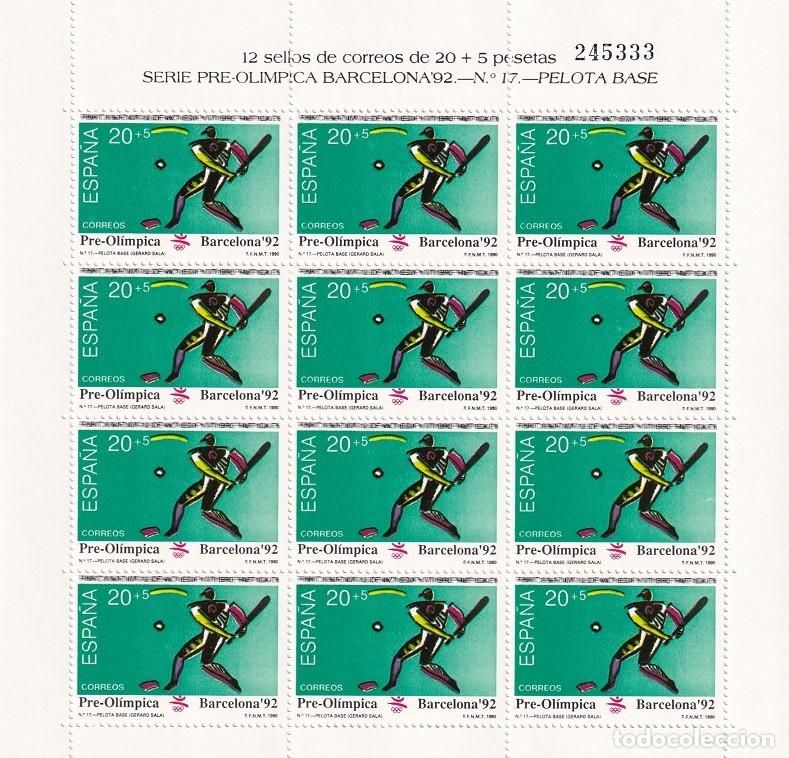 Sellos: Edifil MP 19 - Minipliego completo 12 sellos - Serie pre-ol&iacute;mpica Barcelona 92 - N&ordm; 17 Pelota base