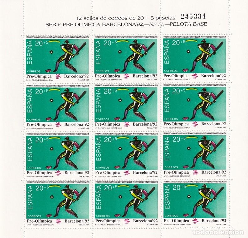 Sellos: Edifil MP 19 - Minipliego completo 12 sellos - Serie pre-ol&iacute;mpica Barcelona 92 - N&ordm; 17 Pelota base