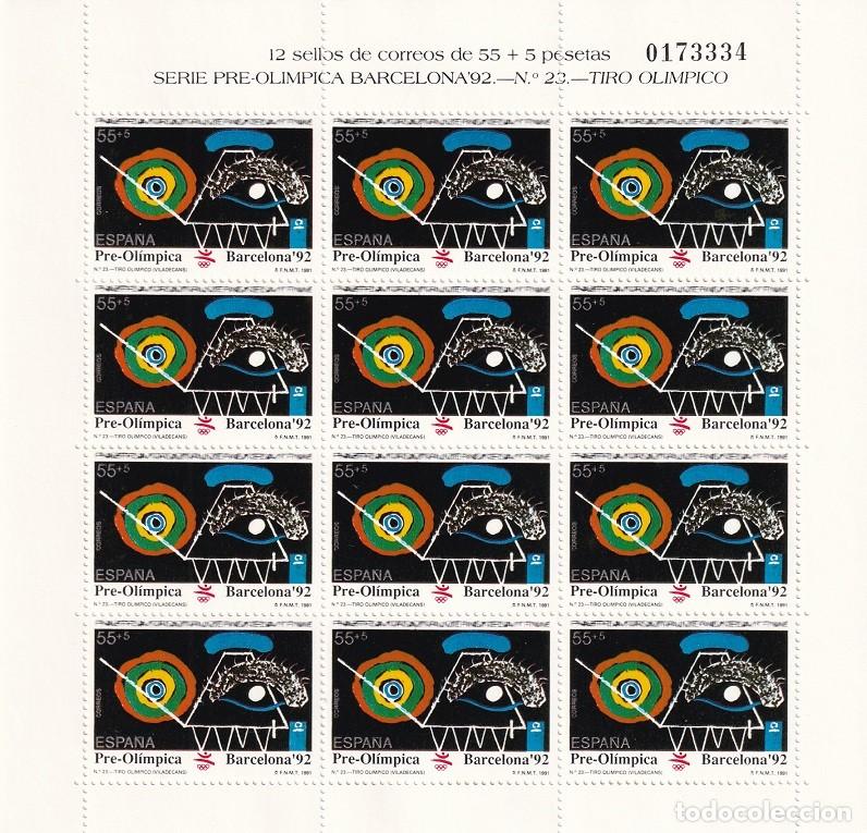 Sellos: Edifil MP 34 - Minipliego completo 12 sellos - Serie pre-ol&iacute;mpica Barcelona 92 - N&ordm; 23 Tiro ol&iacute;mpico