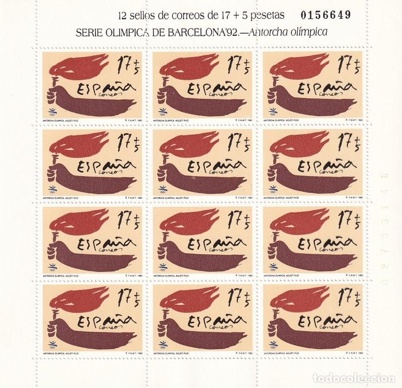 Sellos: Edifil MP 44 - Minipliego completo 12 sellos - Serie ol&iacute;mpica de Barcelona 92 - Antorcha ol&iacute;mpica