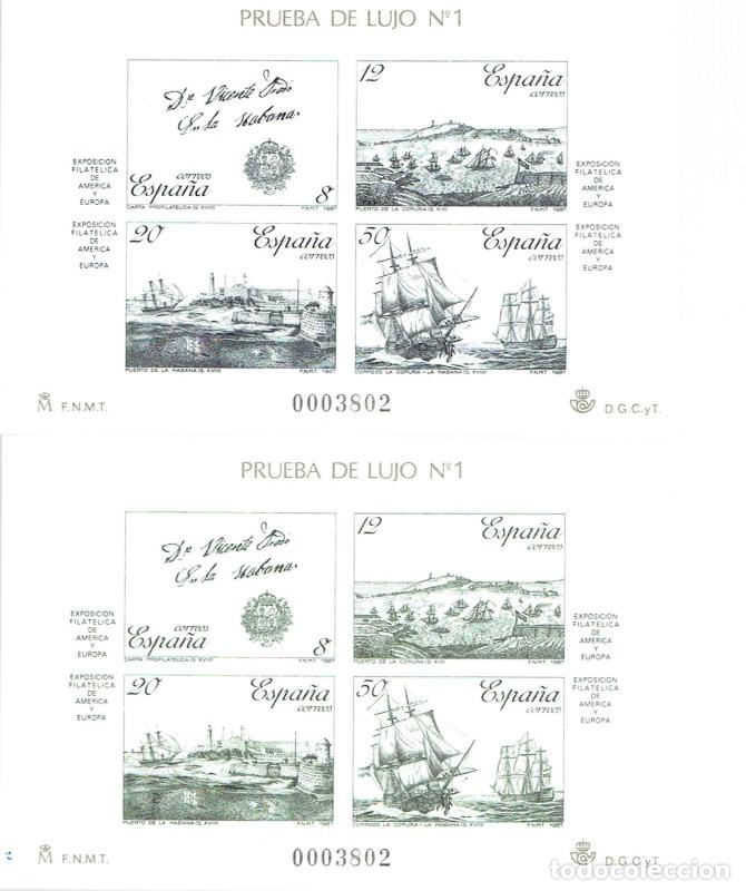 Sellos: FA5961. Prueba oficial, 1987 Exposicion Filatelica de America y Europa, Espamer-87