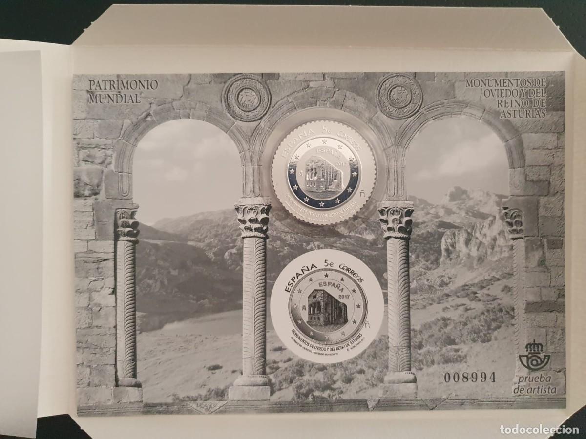 Sellos: EDIFIL 131 PRUEBA OFICIAL / ARTISTA ESPA&Ntilde;A 2017 PATRIMONIO OVIEDO ASTURIAS SELLO PLATA