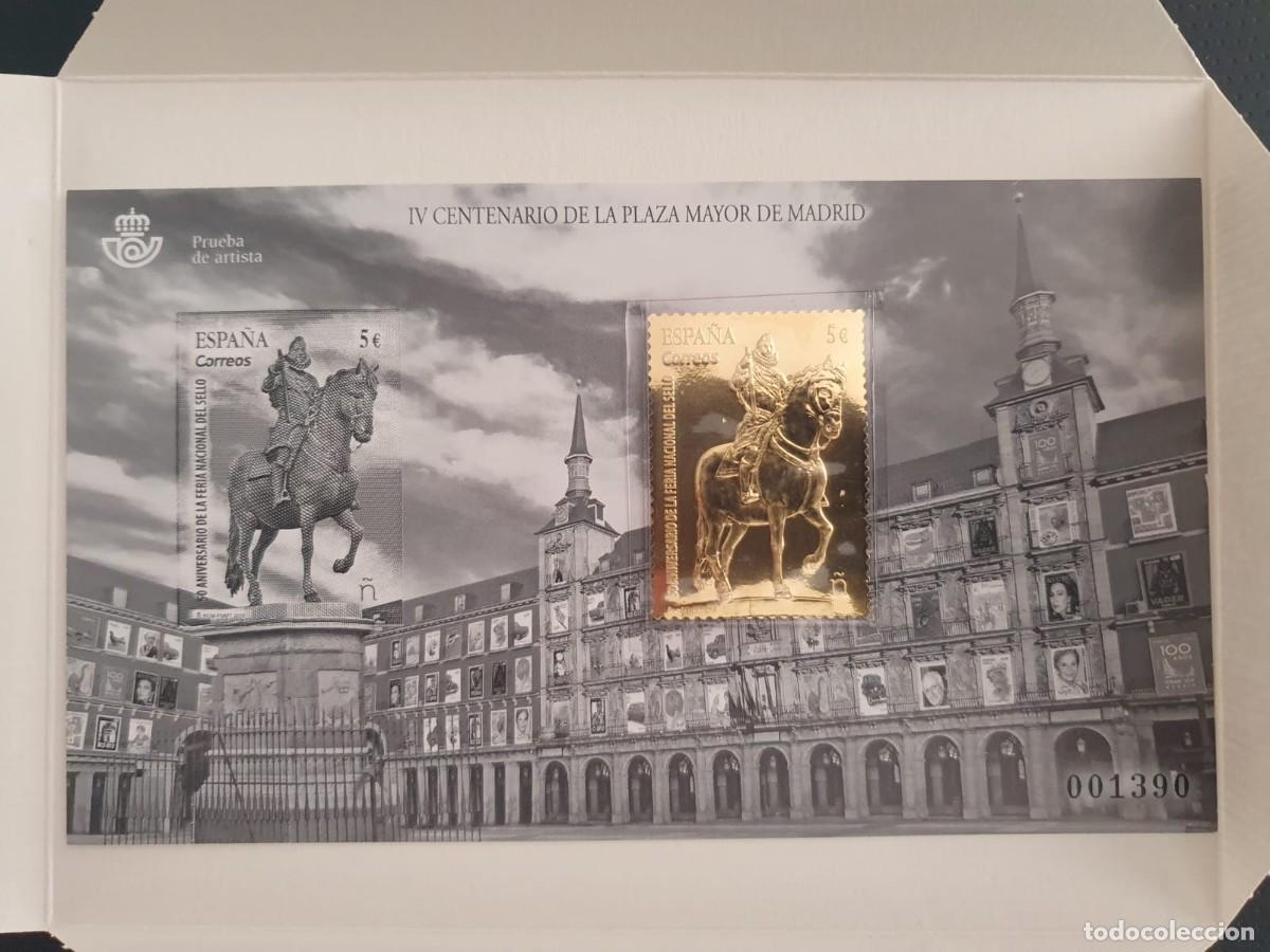 Sellos: EDIFIL 137 PRUEBA OFICIAL / ARTISTA ESPA&Ntilde;A 2018 PLAZA MAYOR MADRID SELLO ORO
