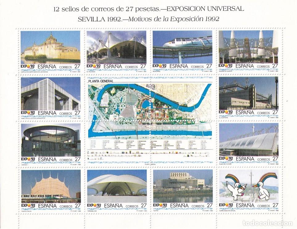 Sellos: Minipliego completo 12 sellos - Exposici&oacute;n Universal Sevilla 1992 - Motivos de la Exposici&oacute;n 1992