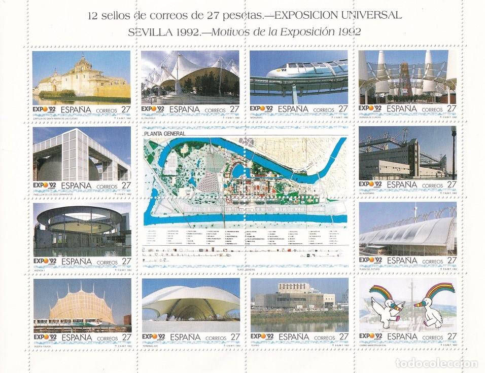 Sellos: Minipliego completo 12 sellos - Exposici&oacute;n Universal Sevilla 1992 - Motivos de la Exposici&oacute;n 1992