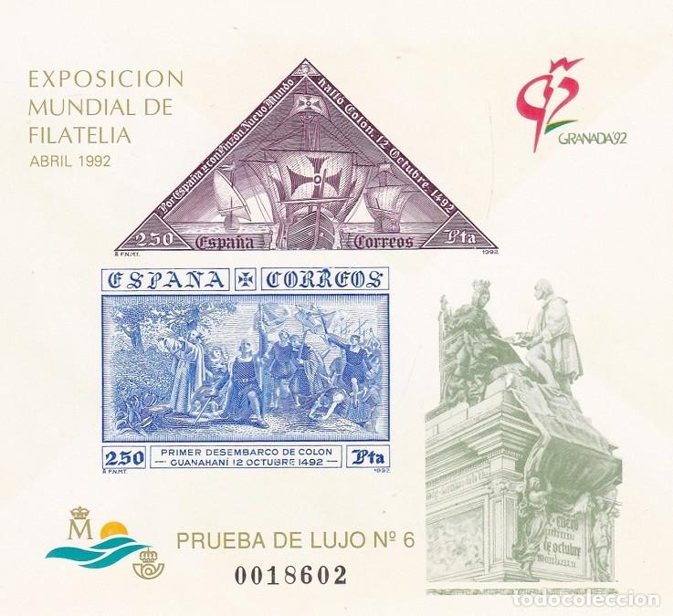 Sellos: Prueba de lujo N&ordm; 6 - Exposici&oacute;n Mundial de Filatelia Abril 1992 - Granada 92