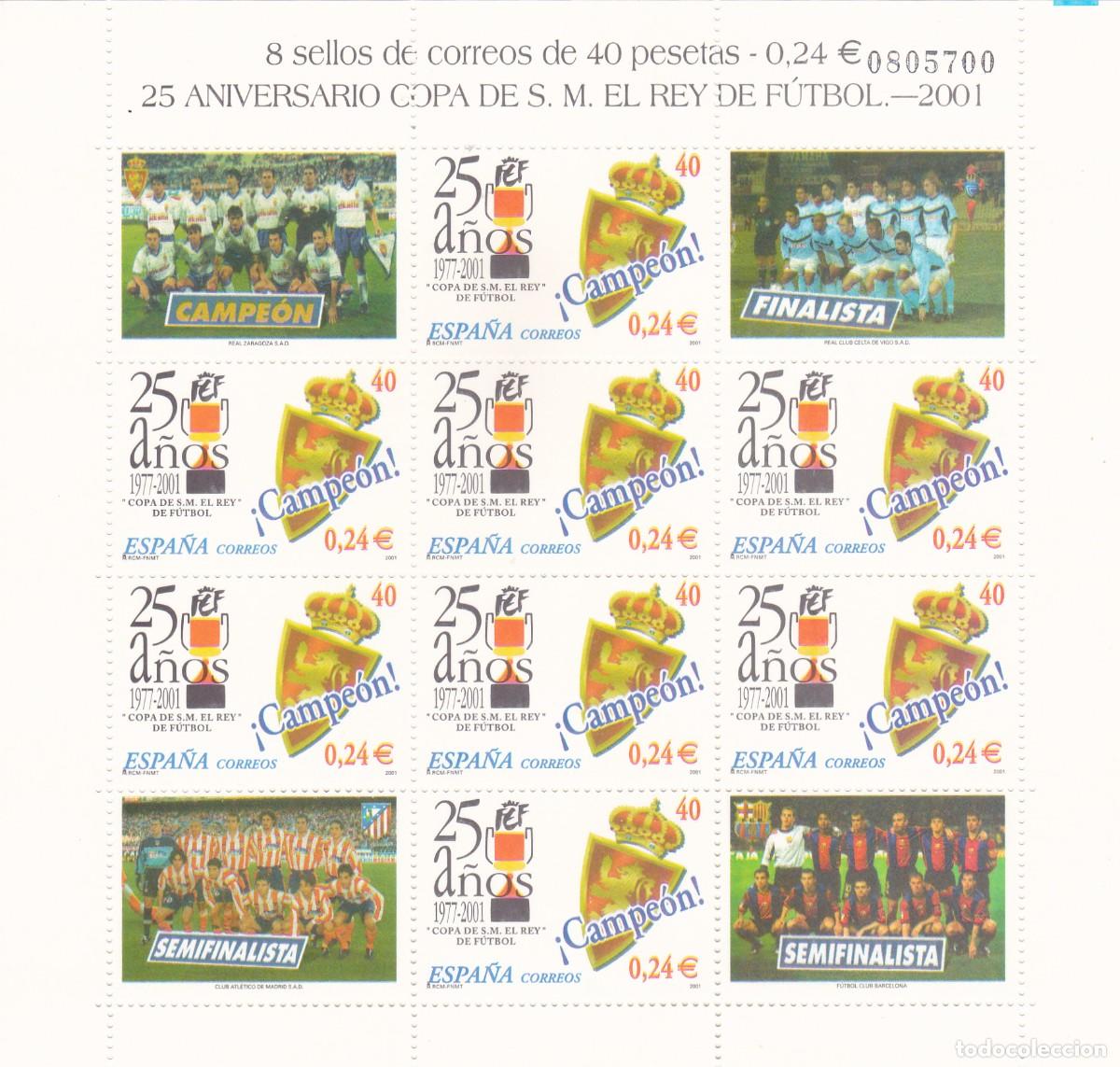 Sellos: SELLOS 2001 - 25 A&Ntilde;OS DE LA COPA DE S.M. EL REY DE FUTBOL - (MP 75) (NUEVOS)