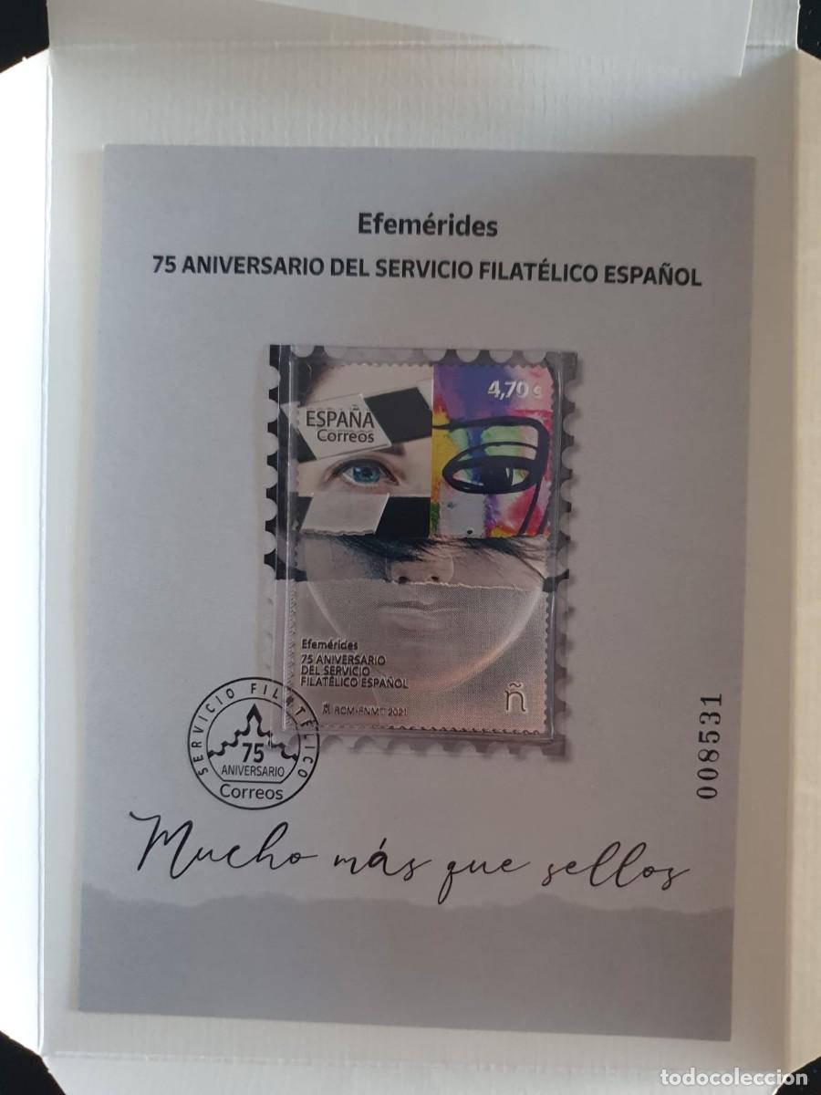 Sellos: EDIFIL 156 ** PRUEBA OFICIAL ARTISTA SELLO PLATA 75 ANIVERSARIO FILATELICO ESPA&Ntilde;A 2021
