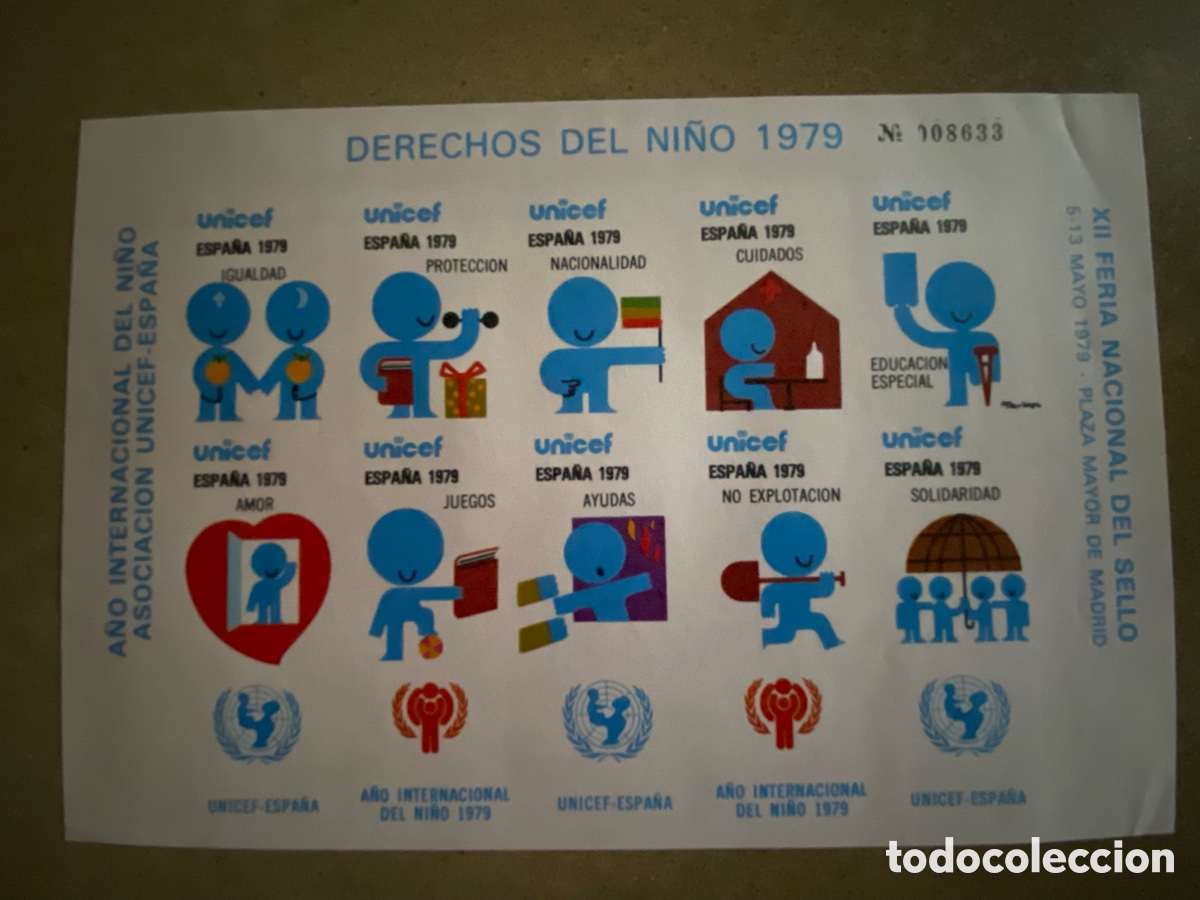 Sellos: PLIEGO VI&Ntilde;ETAS XII FERIA DEL SELLO PLAZA MAYOR. UNICEF. SIN DENTAR