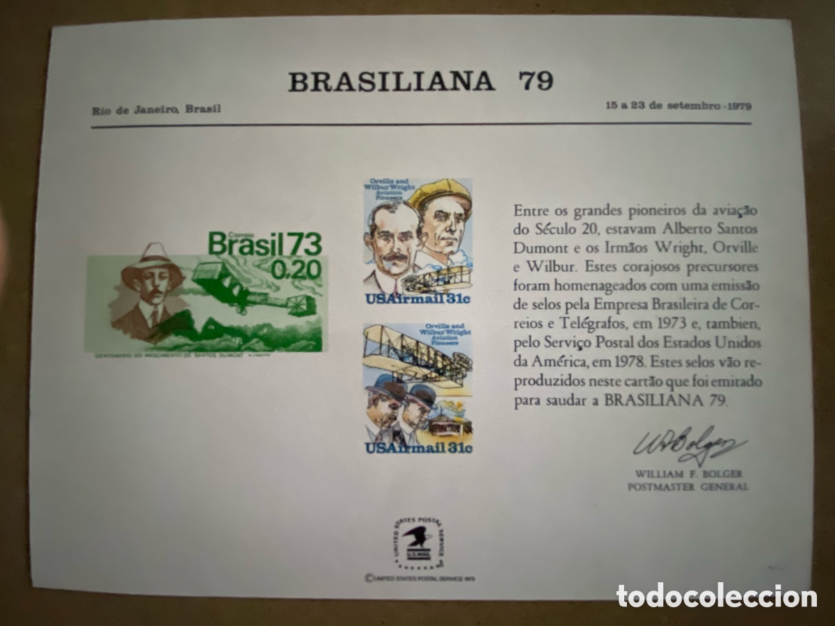 Sellos: TARJETA RECUERDO BRASILIANA 79. AVIACION