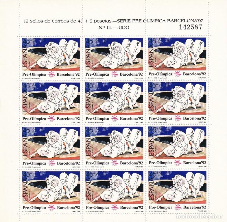 Sellos: Edifil MP 12 - Minipliego completo 12 sellos - Serie pre-ol&iacute;mpica Barcelona 92 - N&ordm; 14 Judo