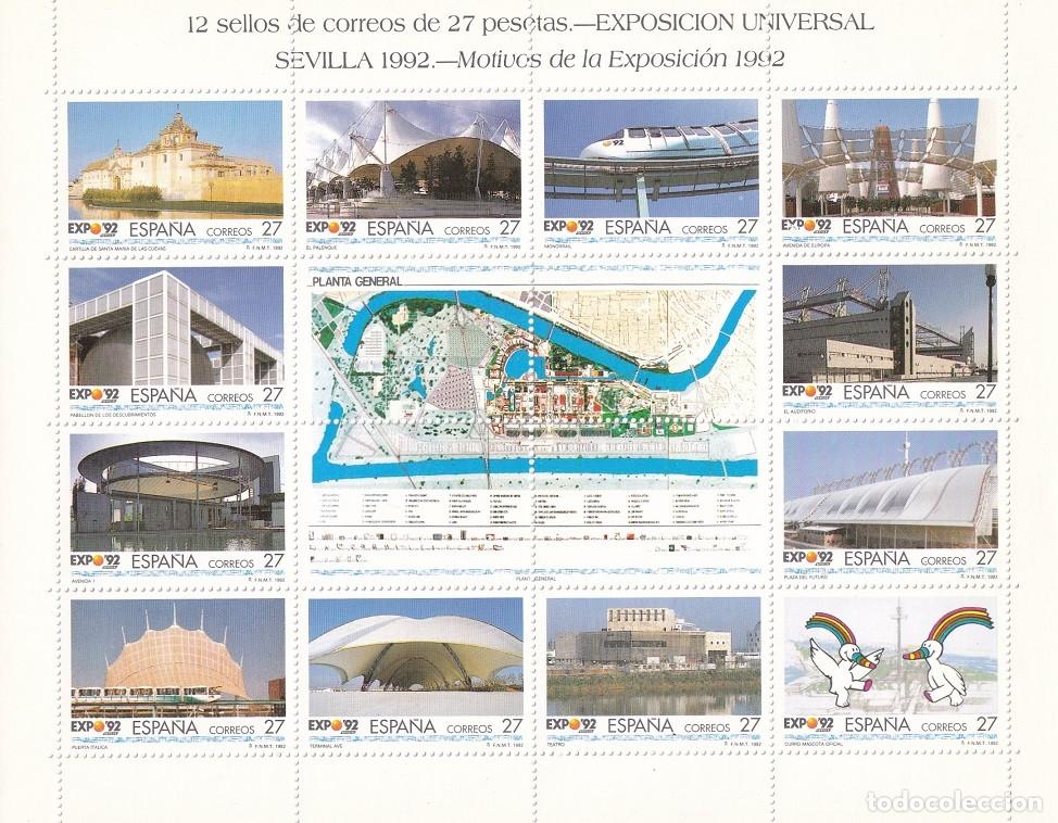 Sellos: Minipliego completo 12 sellos - Exposici&oacute;n Universal Sevilla 1992 - Motivos de la Exposici&oacute;n 1992