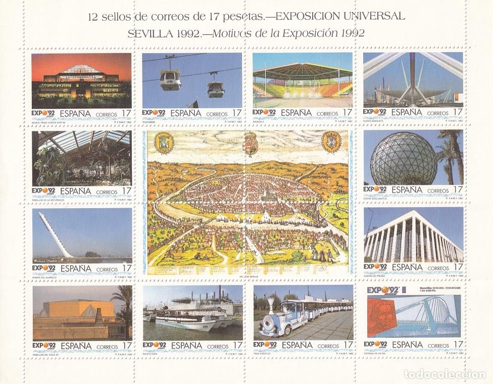 Sellos: Minipliego completo 12 sellos - Exposici&oacute;n Universal Sevilla 1992 - Motivos de la Exposici&oacute;n 1992