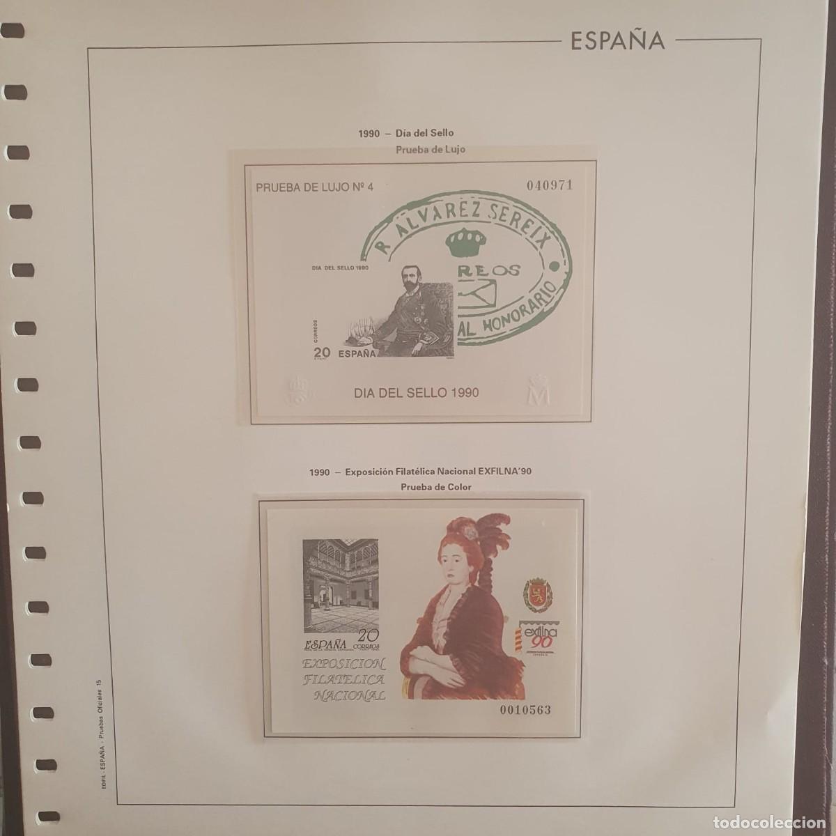 Sellos: PRUEBAs OFICIALES 20 ** + 21 ** ESPA&Ntilde;A 1990 MONTADAS EN HOJA EDIFIL