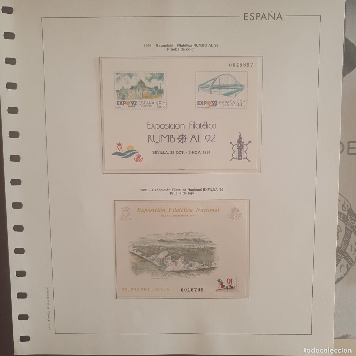 Sellos: PRUEBAS OFICIALES 23 ** + 24 ** ESPA&Ntilde;A 1991 MONTADAS EN HOJA EDIFIL