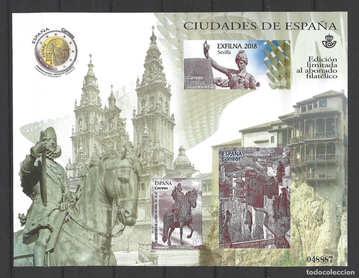 Sellos: EXFILNA 2018 - CIUDADES DE ESPA&Ntilde;A - EDICI&Oacute;N LIMIDADA DE ABONO FILAT&Eacute;LICO - ORIGINAL NUEVO