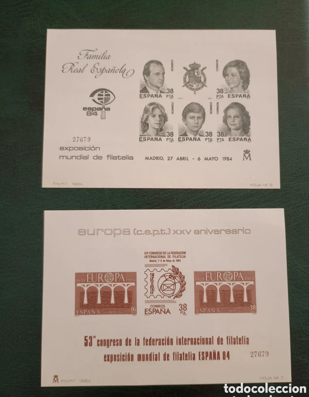 Stamps: ESPA&Ntilde;A 1984 - PRUEBAS DE LUJO EDIFIL 6/7 MISMA NUMERACI&Oacute;N - EXPOSICI&Oacute;N MUNDIAL DE FILATELIA
