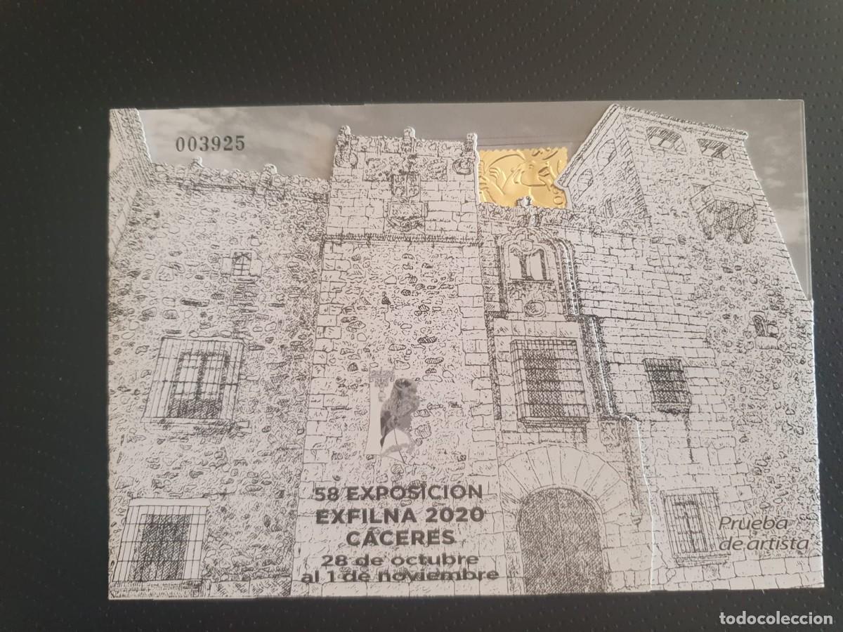 Timbres: PRUEBA OFICIAL ARTISTA SELLO ORO EXFILNA 2020 CACERES ESPA&Ntilde;A